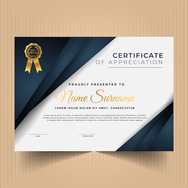 Plantilla de diseño de certificados con formas abstractas