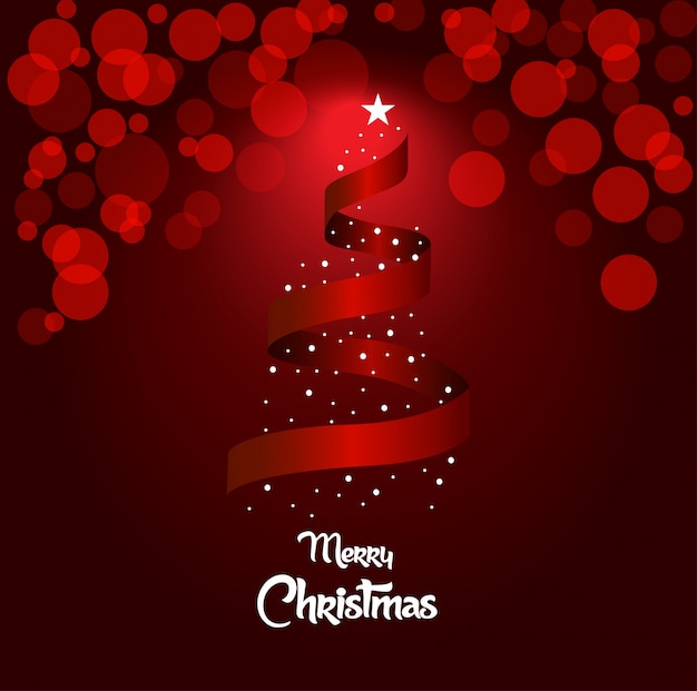 Plantilla de diseño de cinta de árbol de Navidad rojo