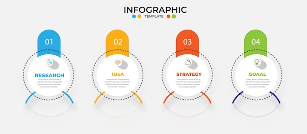 Plantilla de diseño de círculo infográfico vectorial con 4 opciones o pasos.