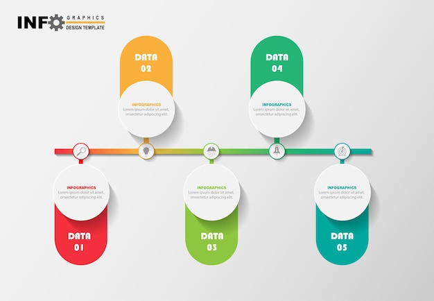 plantilla de diseño de círculo infográfico vectorial con 5 opciones o pasos.