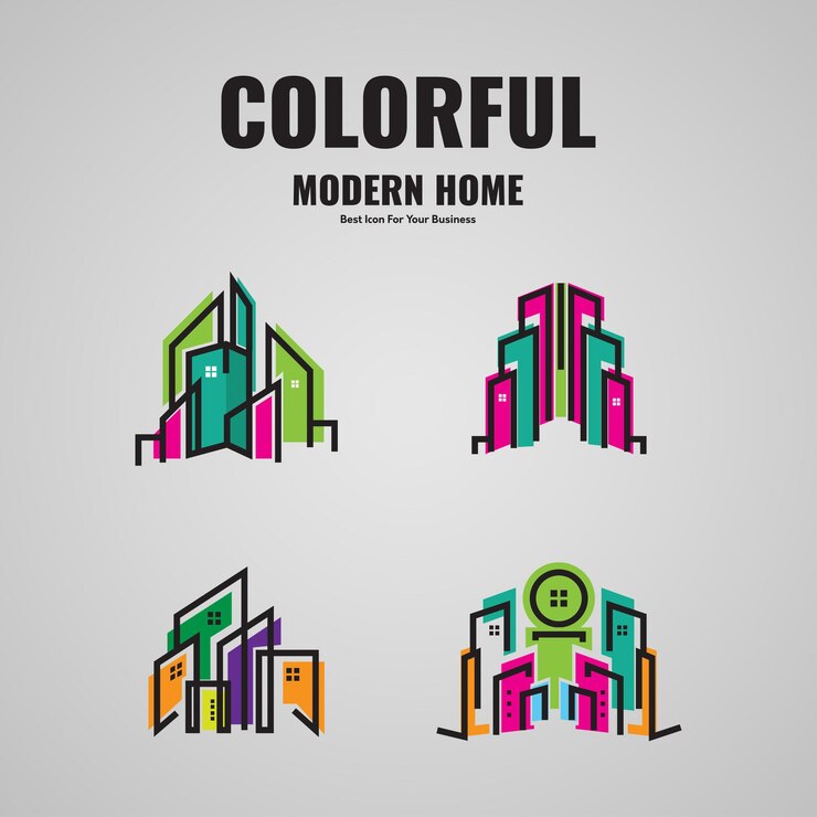 Vector plantilla de diseño de colecciones de logotipos de empresas de casas modernas de bienes raíces