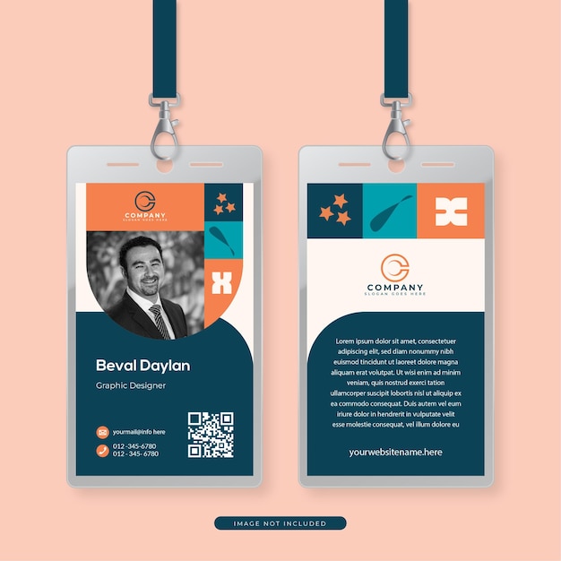 plantilla de diseño de collage de escuela de oficina corporativa y tarjeta de identificación de empresa