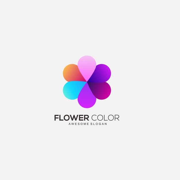 Plantilla de diseño colorido degradado de logotipo de flor