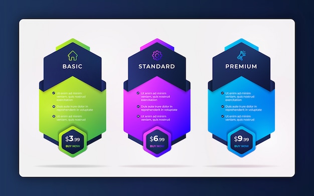 Plantilla de diseño de comparación de lista de precios creativa moderna o elementos de diseño infográfico