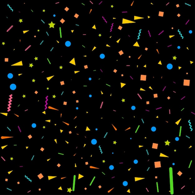 Plantilla de diseño de concepto de confeti vacaciones feliz día fondo negro celebración ilustración vectorial