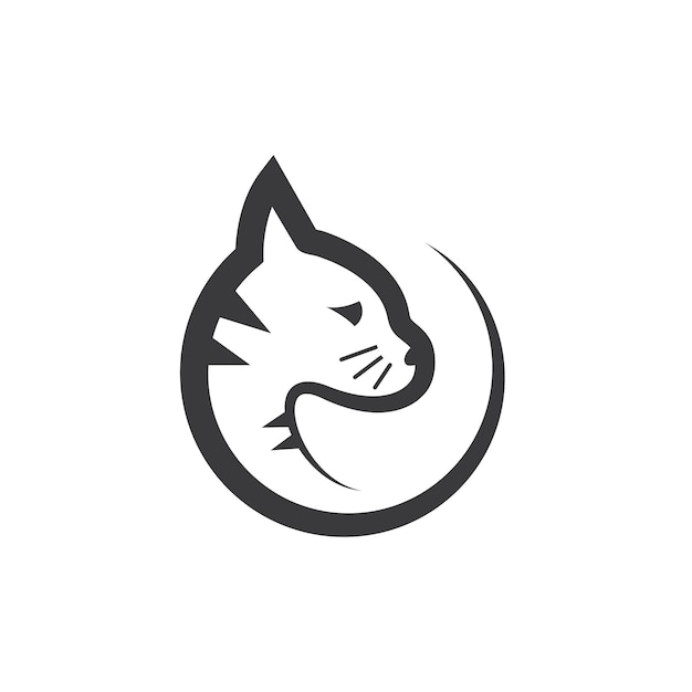 Plantilla de diseño de concepto de ilustración de vector de icono de gato de círculo negro