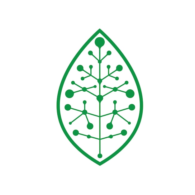 Plantilla de diseño de concepto de ilustración de vector de icono de tecnología de molécula de hoja