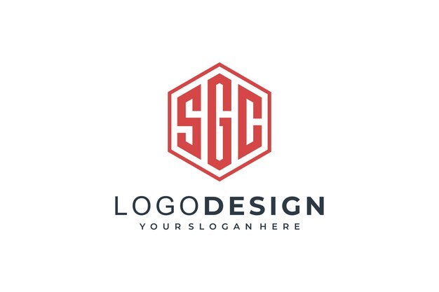 Plantilla de diseño de concepto de logotipo GSC de línea hexagonal geométrica