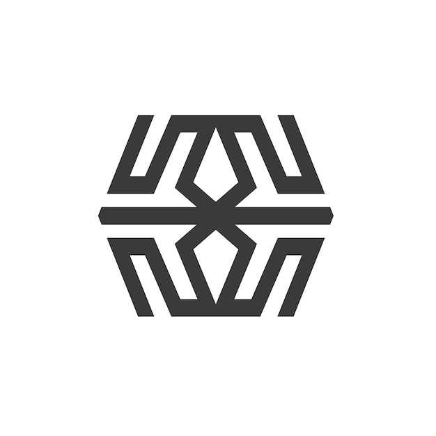 plantilla de diseño del concepto vectorial del icono de la corona real hexagonal