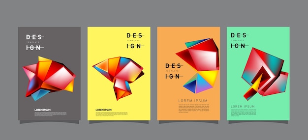 Plantilla de diseño de conjunto de cartel geométrico abstracto