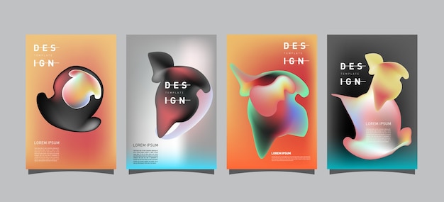 Plantilla de diseño de conjunto de cartel líquido Curvy abstracto