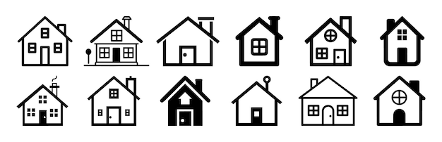 Plantilla de diseño de conjunto de iconos de casa vectorial abstracto