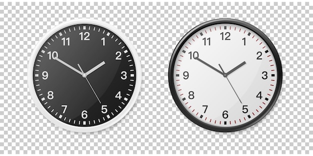 Plantilla de diseño de conjunto de iconos de reloj de oficina de pared blanca y negra para publicidad de marca de gráficos de maqueta