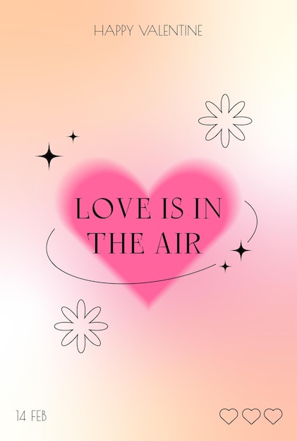 Plantilla de diseño contemporáneo para el Día de San Valentín y carteles de carteles de tarjetas con temas de amor
