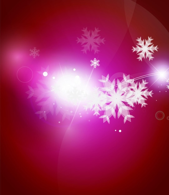 Plantilla de diseño de copos de nieve de invierno de fondo abstracto rosa de vacaciones Navidad y año nuevo