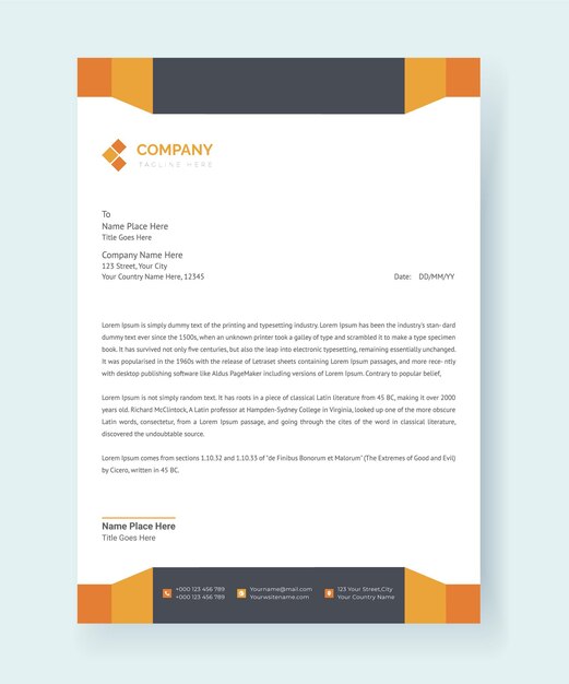 Plantilla de diseño corporativo moderno con membrete Vector Premium