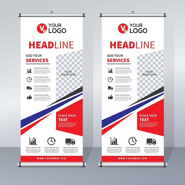 Plantilla de diseño creativo de banners enrollables