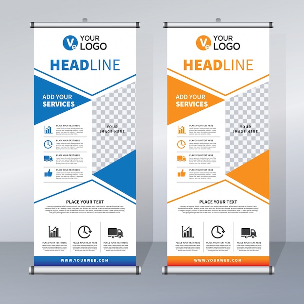 Plantilla de diseño creativo de banners enrollables