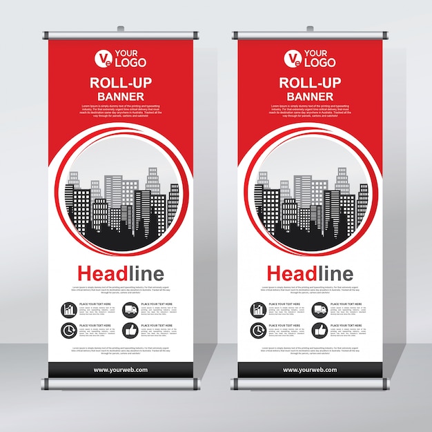 Plantilla de diseño creativo de banners enrollables
