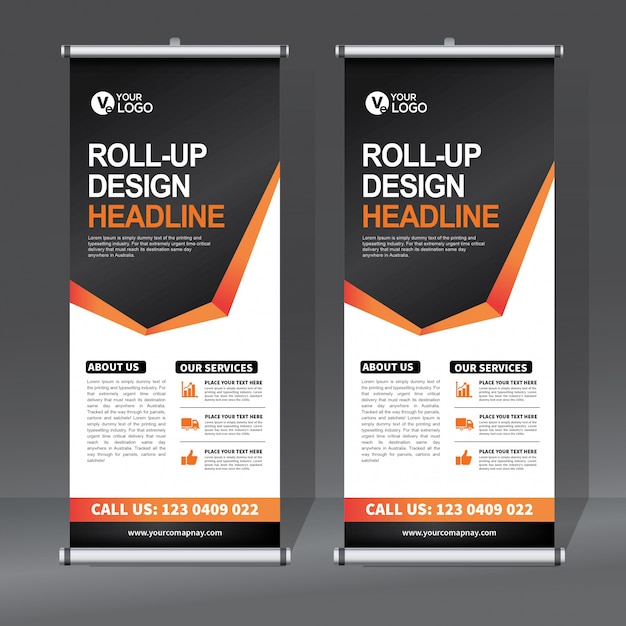 Plantilla de diseño creativo de banners enrollables