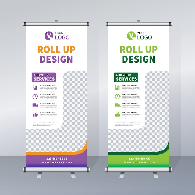 Plantilla de diseño creativo de banners enrollables