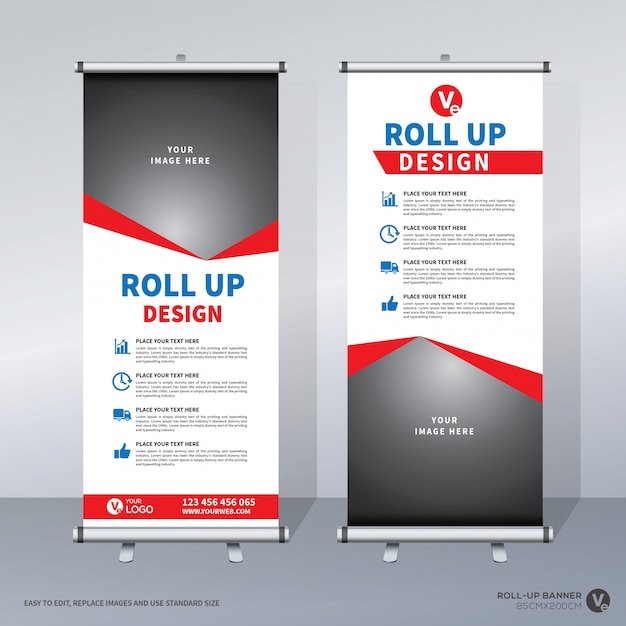Plantilla de diseño creativo de banners enrollables