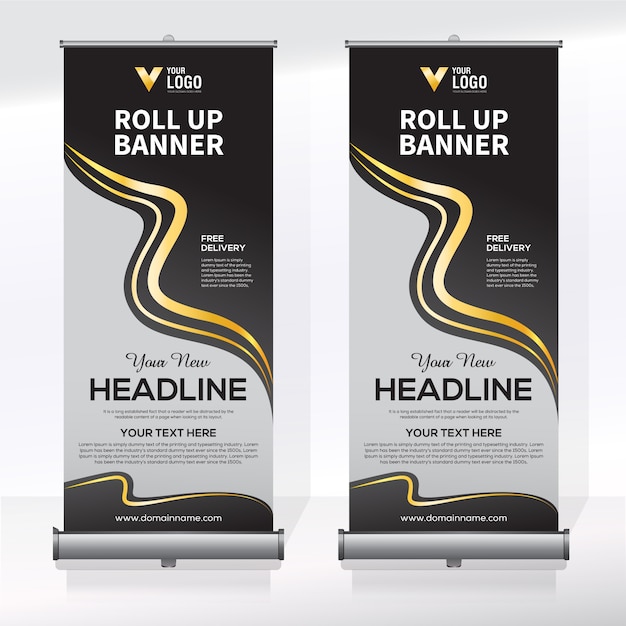 Plantilla de diseño creativo de banners enrollables