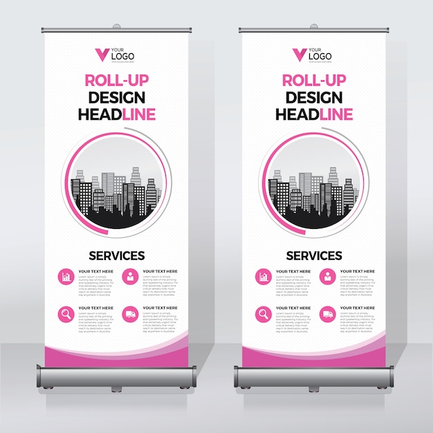 Plantilla de diseño creativo de banners enrollables