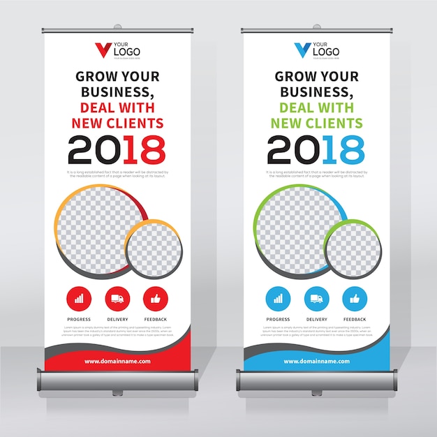 Plantilla de diseño creativo de banners enrollables