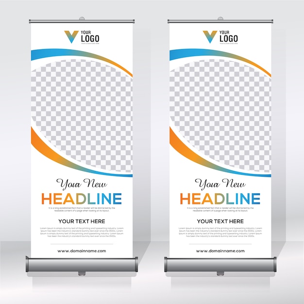 Plantilla de diseño creativo de banners enrollables