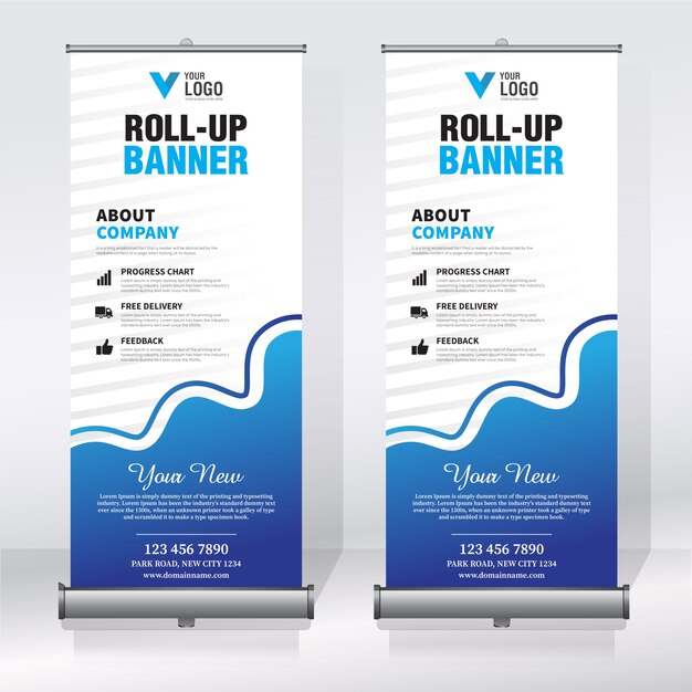 Plantilla de diseño creativo de banners enrollables