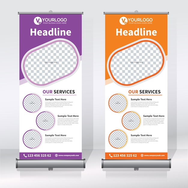 Plantilla de diseño creativo de banners enrollables
