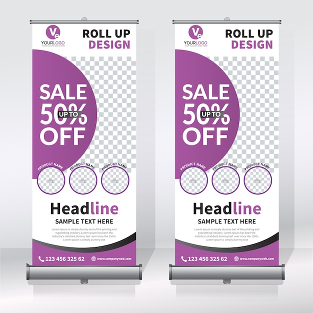 Plantilla de diseño creativo de banners enrollables