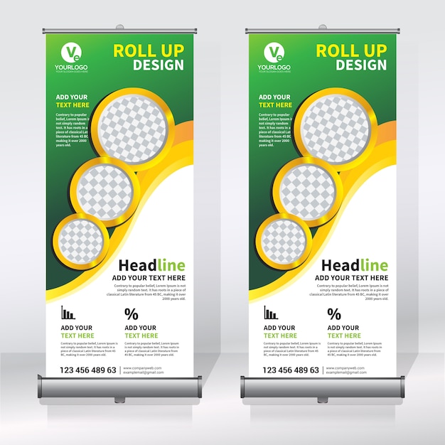 Plantilla de diseño creativo de banners enrollables