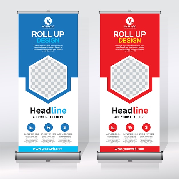 Plantilla de diseño creativo de banners enrollables