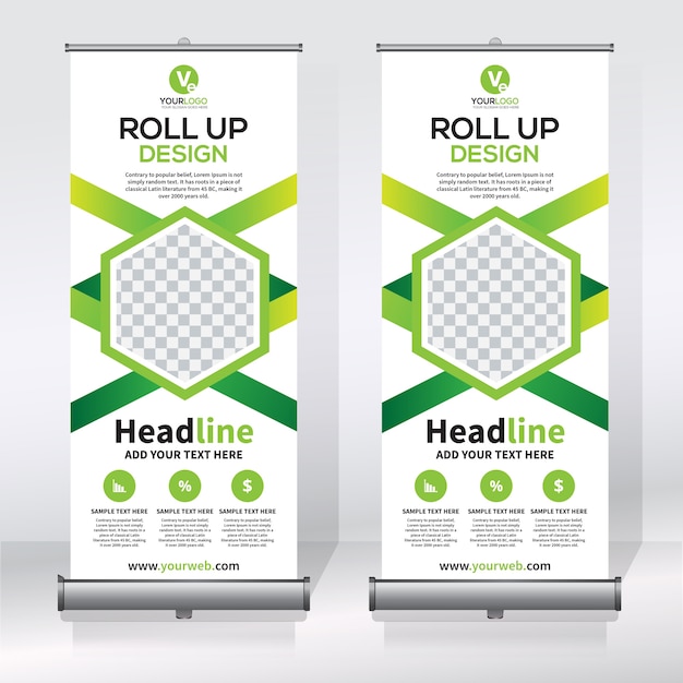 Plantilla de diseño creativo de banners enrollables