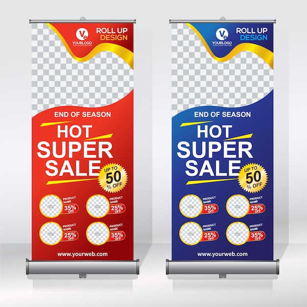 Plantilla de diseño creativo de banners enrollables