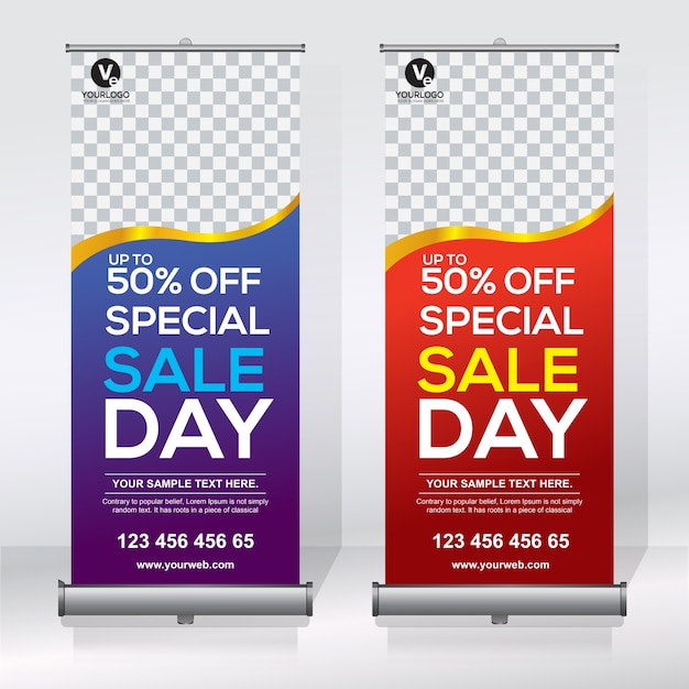 Plantilla de diseño creativo de banners enrollables