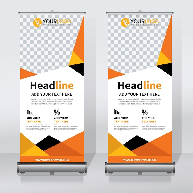 Plantilla de diseño creativo de banners enrollables