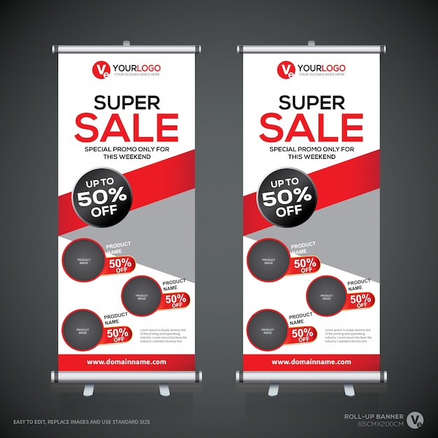 Plantilla de diseño creativo de banners enrollables