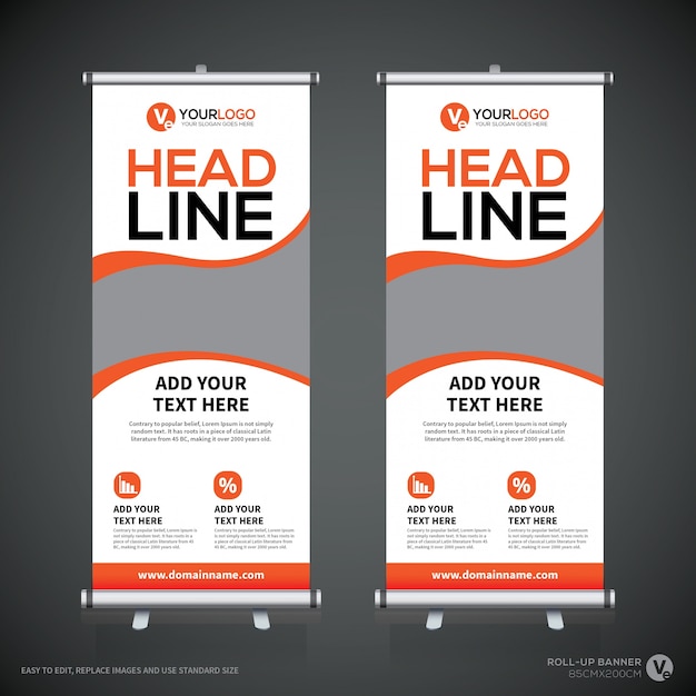 Plantilla de diseño creativo de banners enrollables