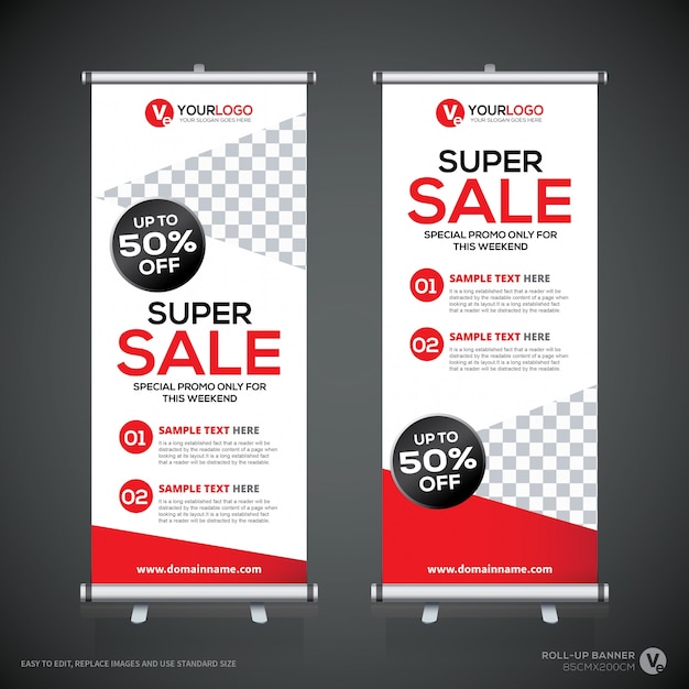 Plantilla de diseño creativo de banners enrollables