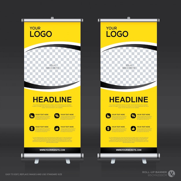 Plantilla de diseño creativo de banners enrollables