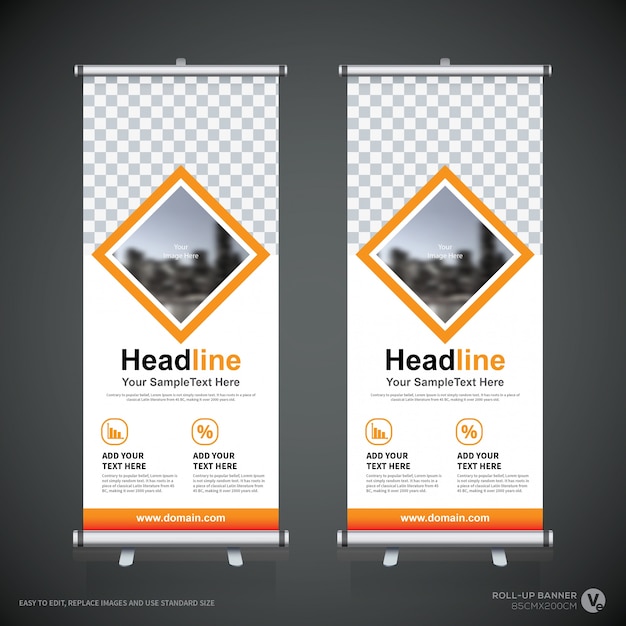 Plantilla de diseño creativo de banners enrollables