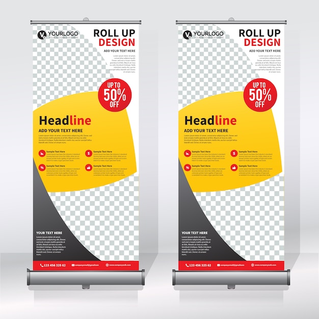 Plantilla de diseño creativo de banners enrollables
