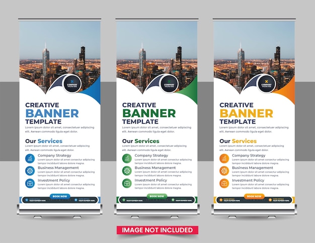 Plantilla de diseño creativo de banners enrollables