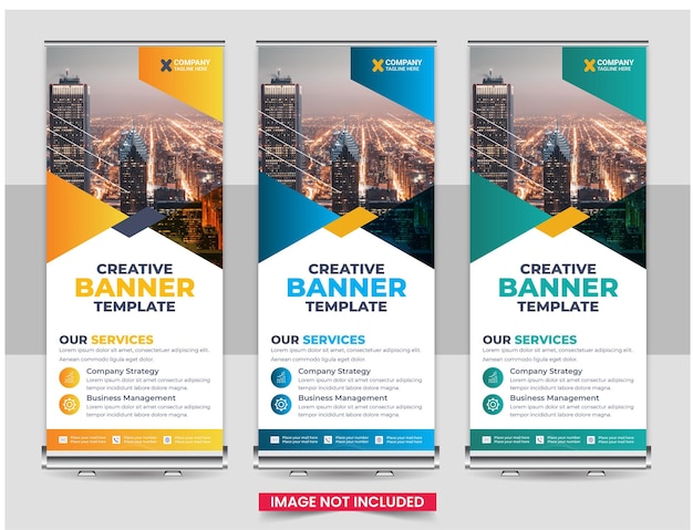 Plantilla de diseño creativo de banners enrollables