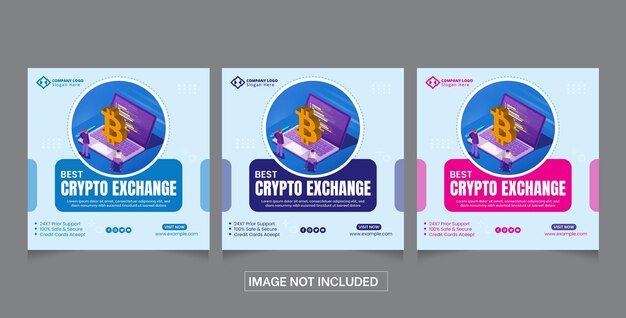 Vector plantilla de diseño de criptomonedas para publicaciones en redes sociales