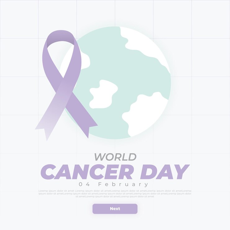 Plantilla de diseño de cuadrícula plana minimalista de publicación de Instagram de cáncer mundial