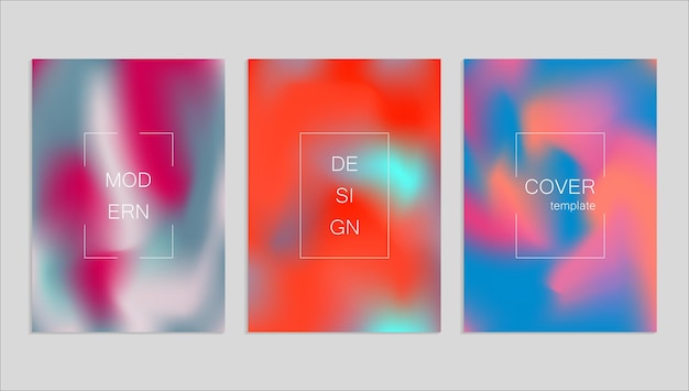 Plantilla de diseño de cubierta de fuid de vector abstracto mínimo. Fondo degradado de holografía. Plantillas vectoriales para pancartas, pancartas, volantes, presentaciones e informes